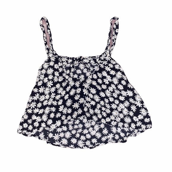 Tie-Front Black Floral Flowy Tank | Garage | M - Picture 1 of 3